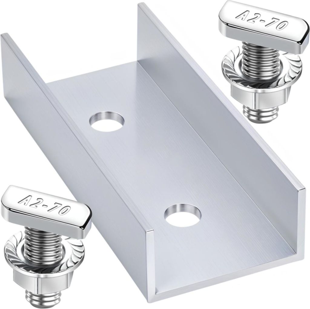 100x Längsverbinder Solar Montageschiene Set Hammerkopf 22,8