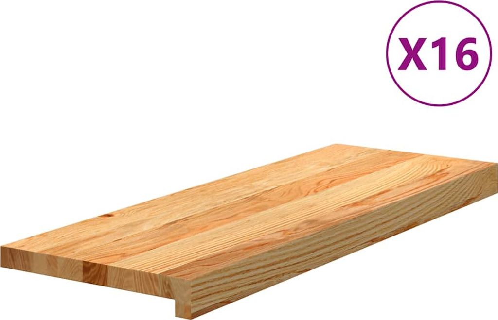 Treppenstufen 16 Stk. Hellbraun 70x25x2 cm Massivholz Eiche