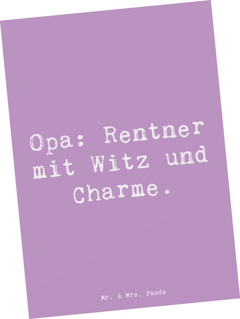 Mr. & Mrs. Panda Postkarte Spruch Opa Rentner - Lavendeltraum - Geschenk, Grußkarte, bildkarte, Großpapa, generationsübergreifend, Liebe, Humor,...