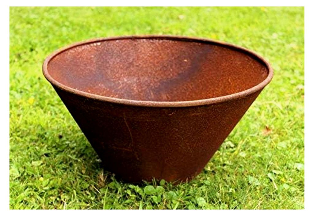 Runde Pflanzschale aus Edelrost, 39 cm Durchmesser, 22 cm hoch