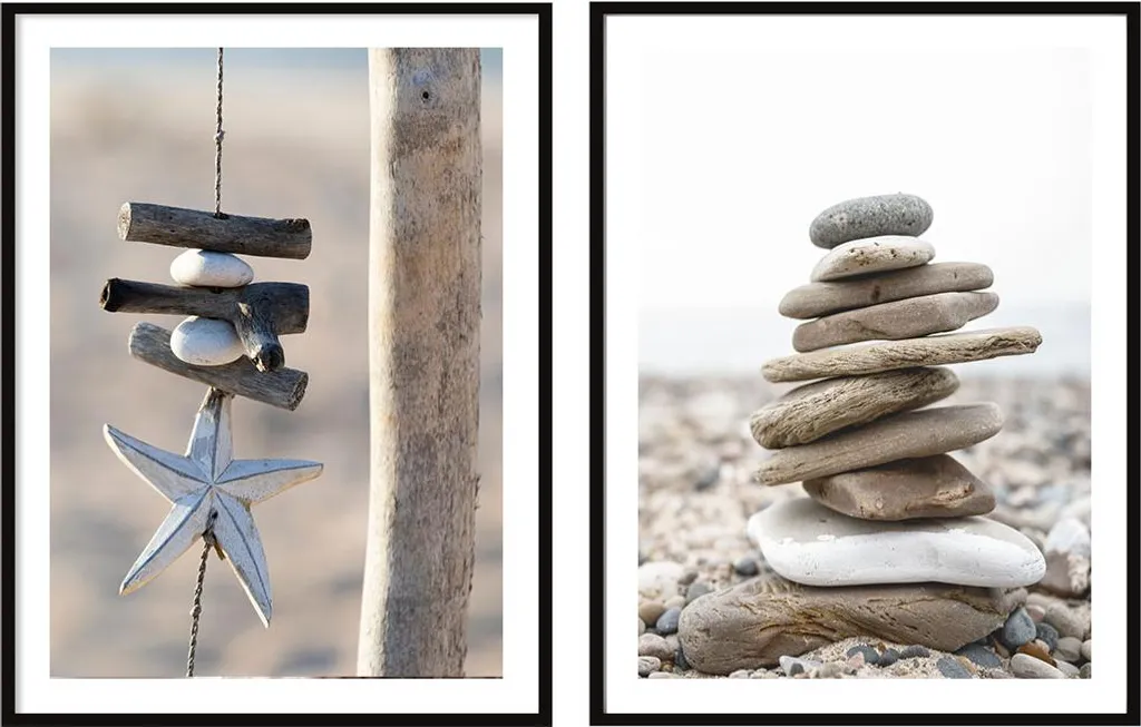 Déco Murale Prête à Poser : Diptyque Stones Boho P2082 Cadres 53x73cm
