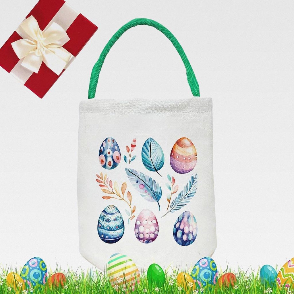 Leerer lustiger Osterkorb, Ostertaschen Griff - Snack -Beutel großer Kapazität,Osterlieferungen liefert Leinwandpraxis für Eier, Süßigkeiten o...