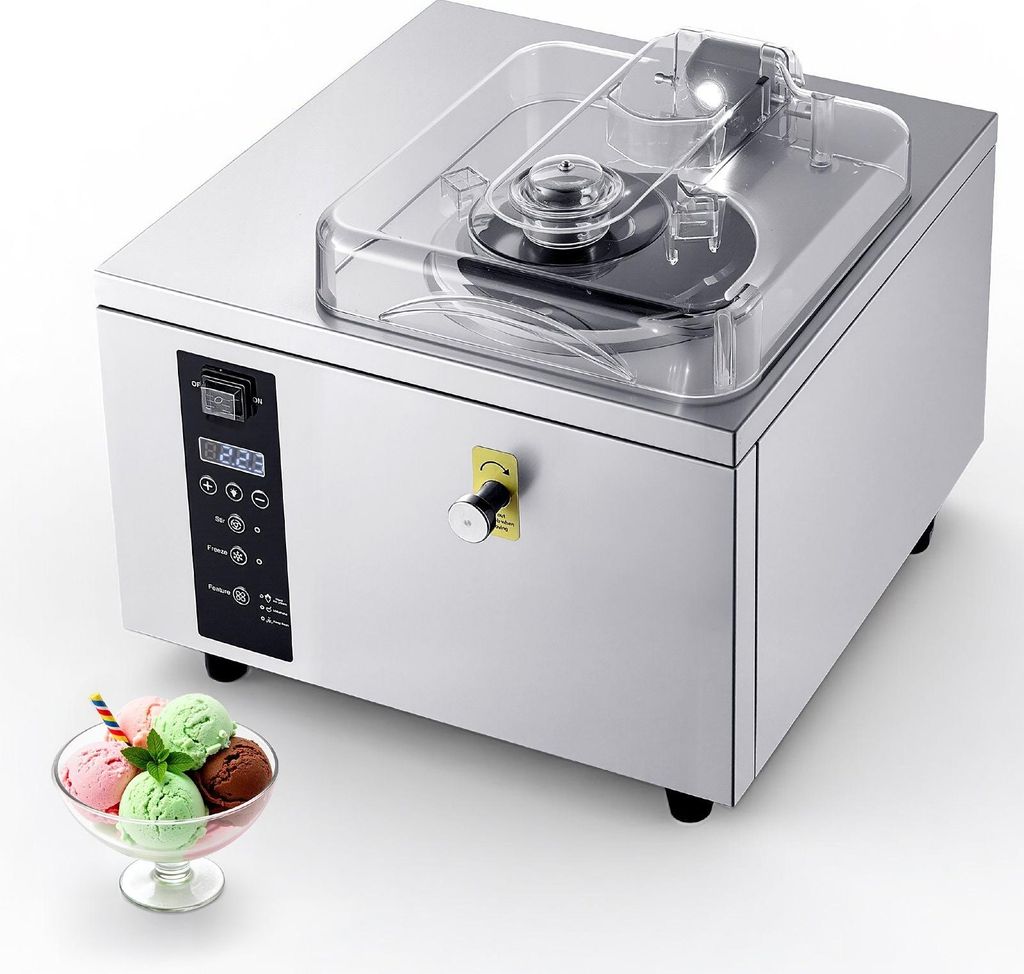 Gewerbliche Eismaschine - Gelato-Eiscrememaschine - 500 W - 5 L/h - 2,8 L Edelstahlzylinder (304) - Selbstreinigung - LED-Bedienfeld - Für Gastron...
