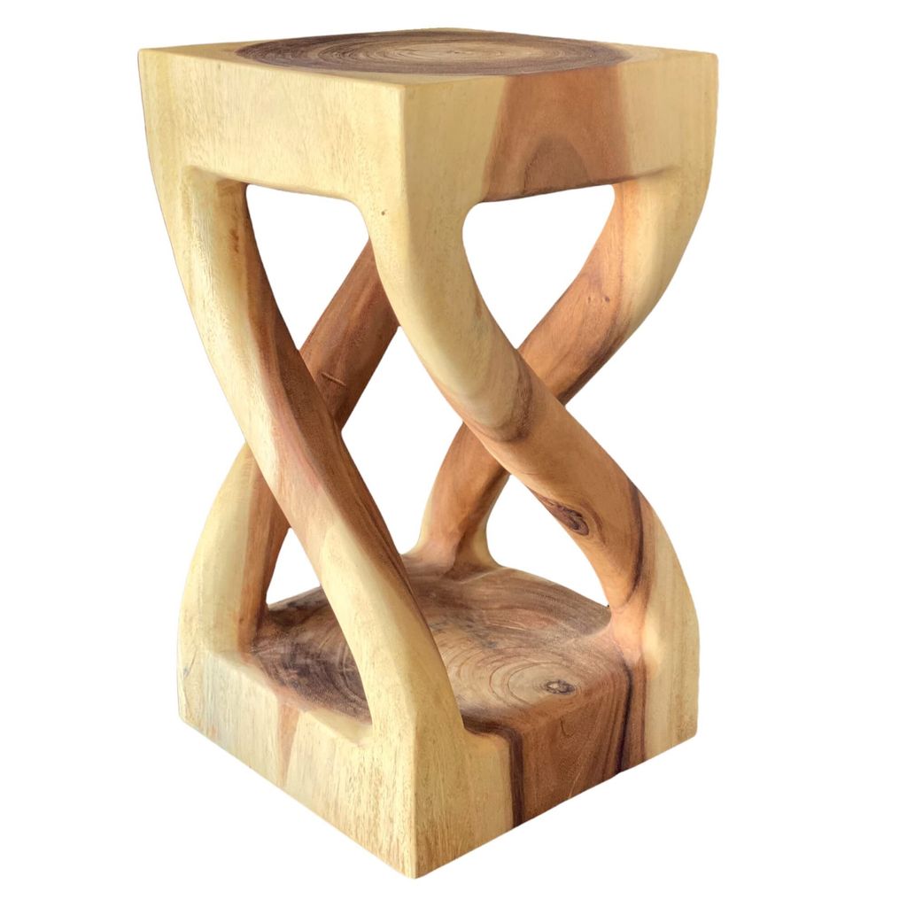 Holz Beistelltisch - Holzhocker Couchtisch - Gedreht aus massivem Suarholz