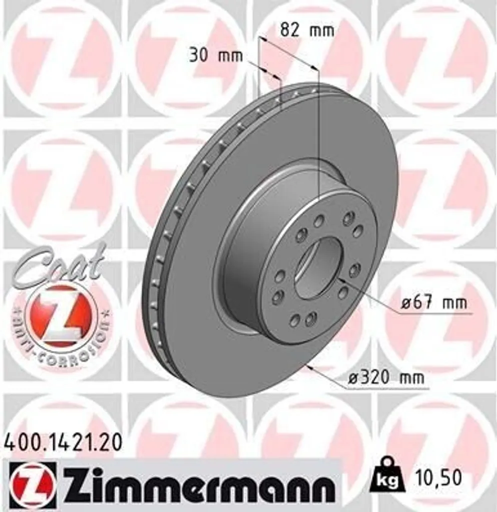 Disque de Frein Haute Qualité Zimmermann 400.1421.20 Mercedes W140