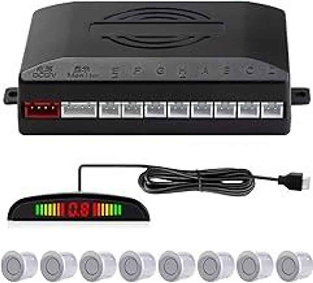 Sensori Parcheggio 8 Capsule Argento per Auto - Kit Professionale