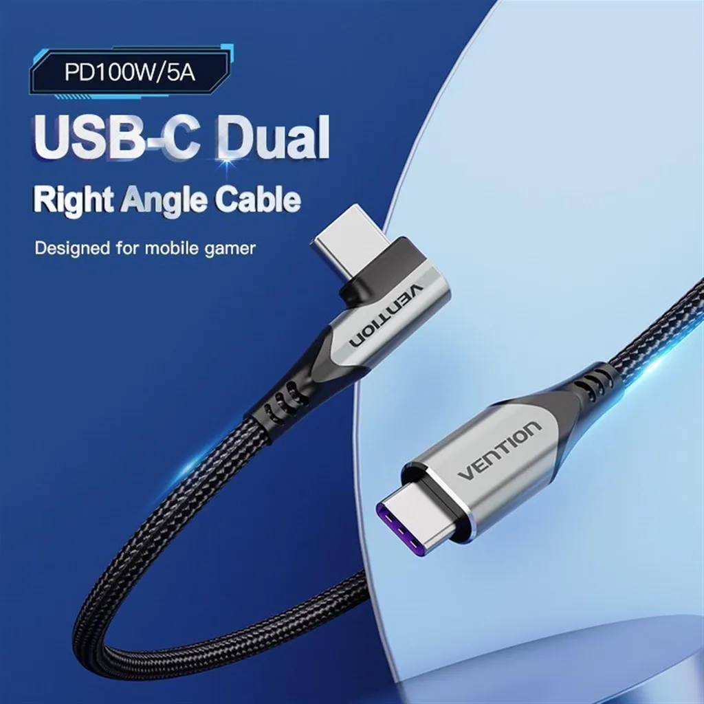 Câble USB-C Anti-Torsion 0.5M Vention pour Éviter la Casse du Connecteur