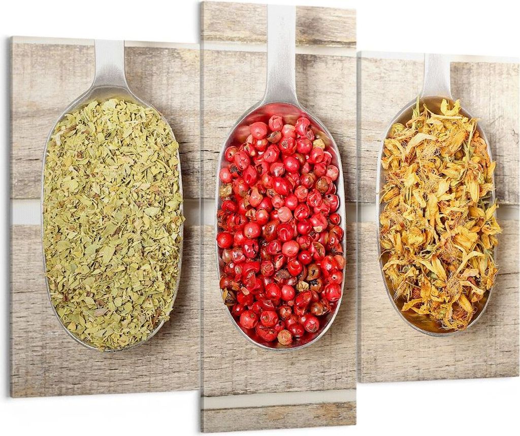 Bild auf Leinwand - Leinwandbild - Samen Kräuter Gewürze Gewürze - 130x100cm - Wand Bild - Wanddeko - Leinwanddruck - Bilder - Kunstdruck - Lein...