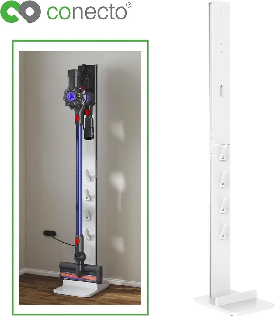 conecto Staubsauger Ständer Halterung universal kompatibel mit Dyson Gen5, V15, V12, V11, V10, V8, V7, Bodenständer, Zubehör Halter, weiß
