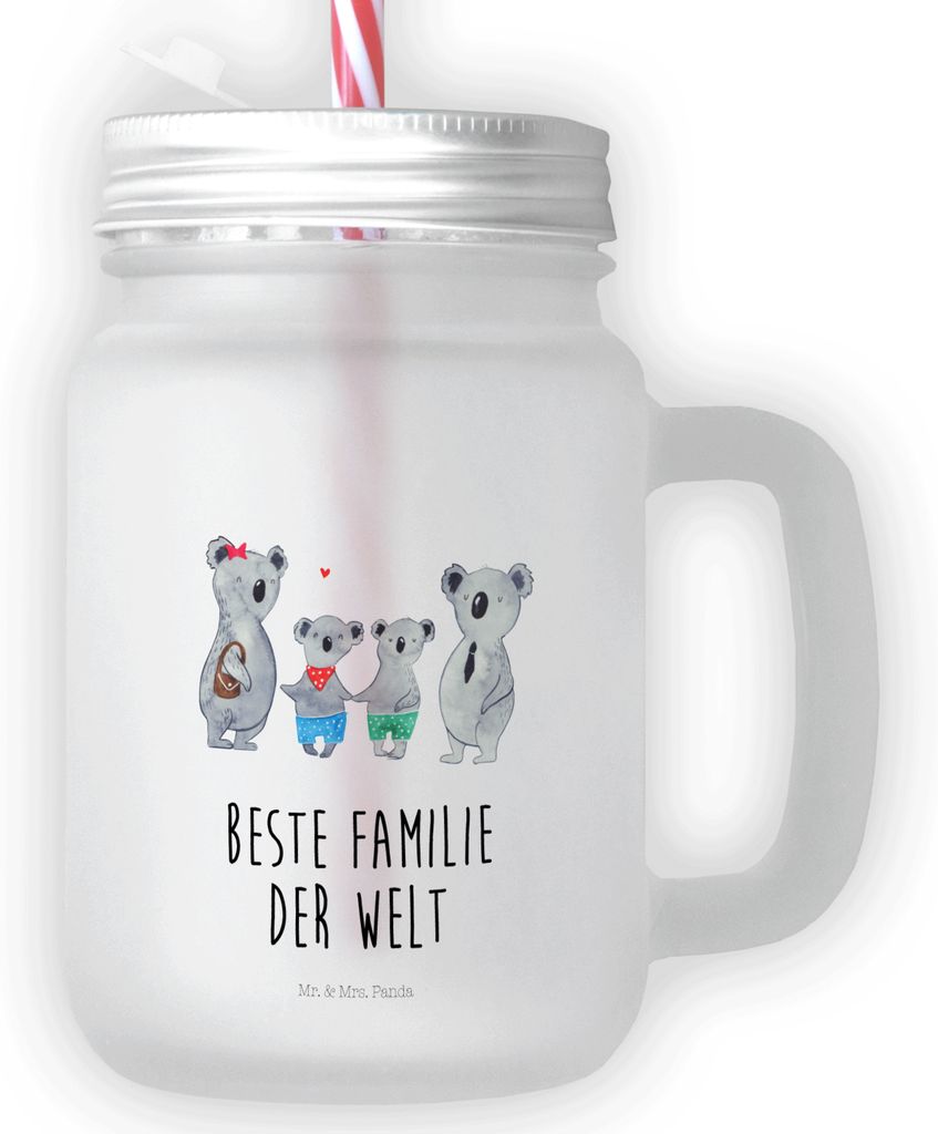 Mr. & Mrs. Panda Glas Koala Familie zwei - Transparent - Geschenk, Eiskaffee, Zusammen, mit deckel, Muttertag, Schraubdeckel, Trinkgefäß, Koalab...