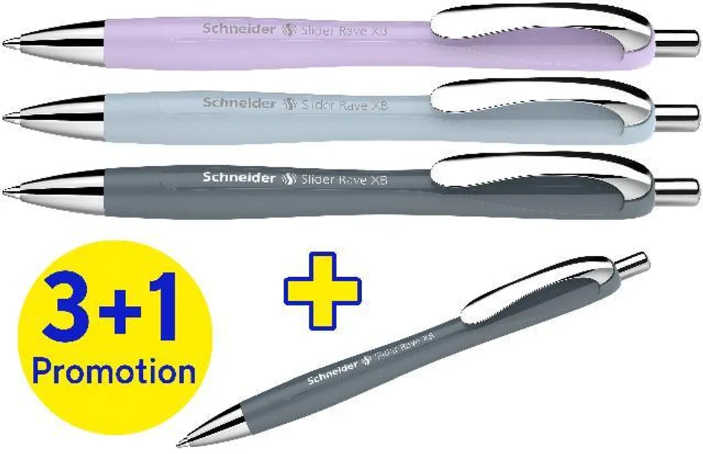 Coffret de 4 stylos Schneider Slider Rave XB pour une écriture sans effort