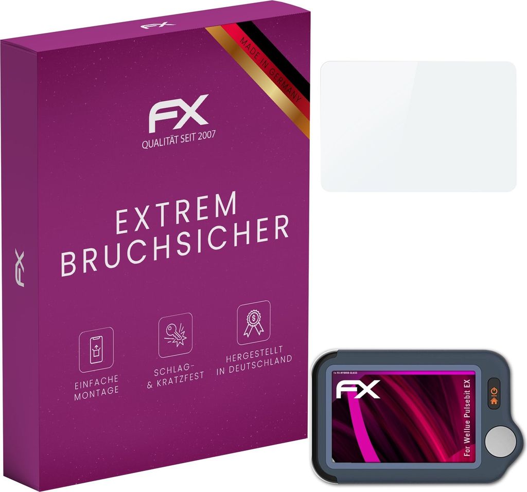 atFoliX FX-Hybrid-Glass Displayfolie kompatibel mit Wellue Pulsebit EX Glasfolie
