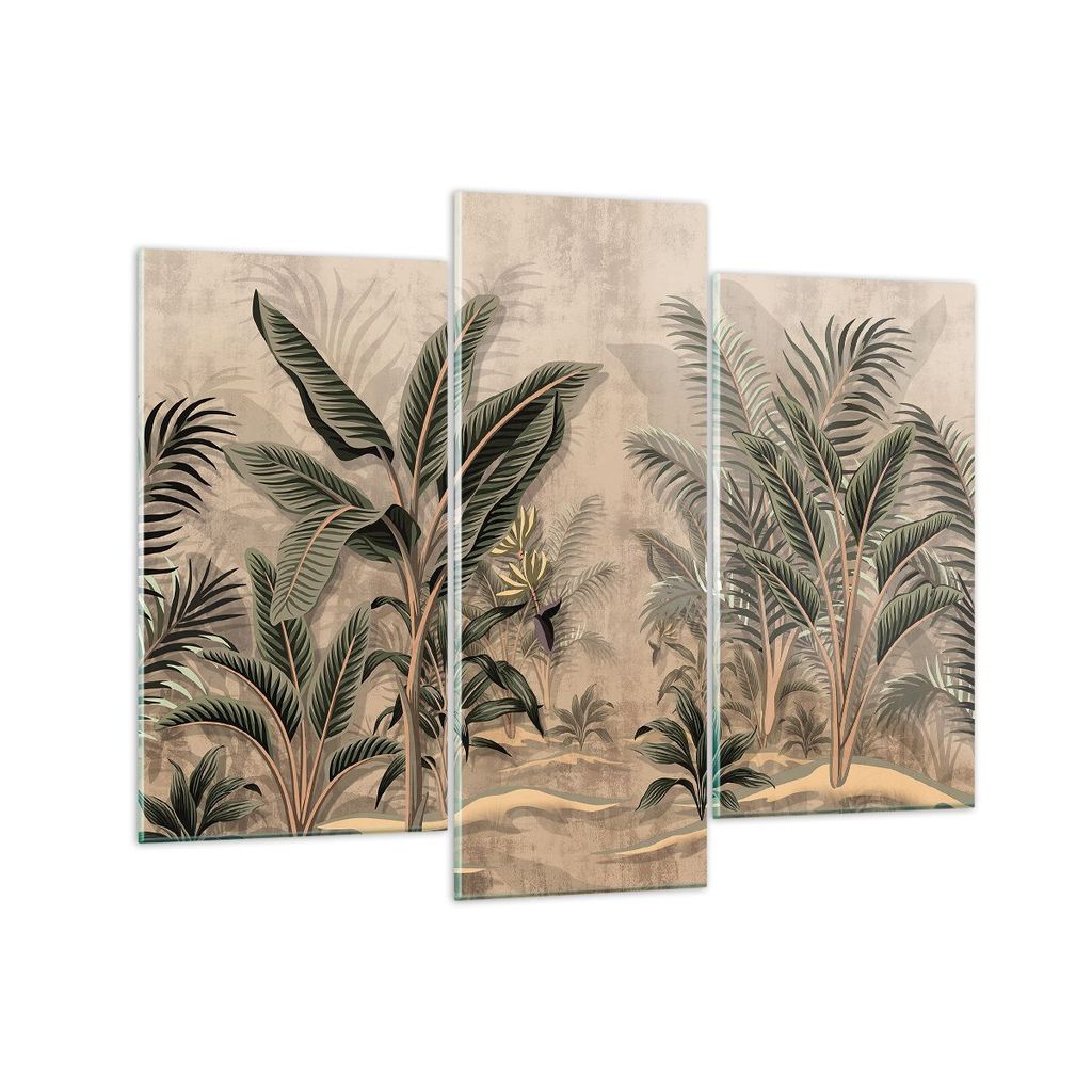 Bilder auf glas - 3 Teile - Wald Blatt Baum - 130x100cm - Glasbilder - Wandbilder - Bilder - zum Aufhängen bereit - Wanddekoration aus Glas - Glas...