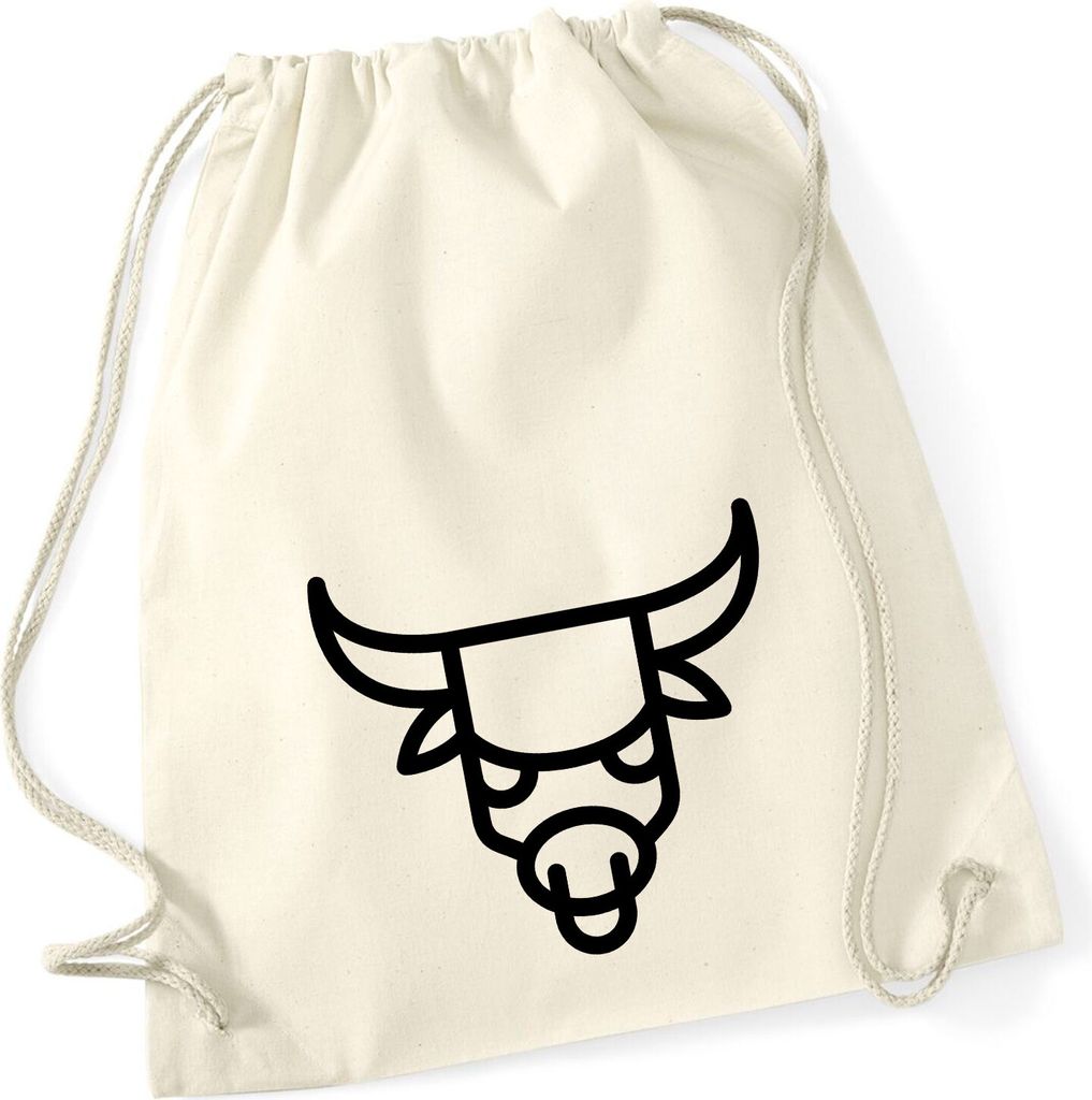 Huuraa Turnbeutel Stier Sternzeichen Symbol 12 Liter Natural Baumwolle Rucksack Geschenkidee