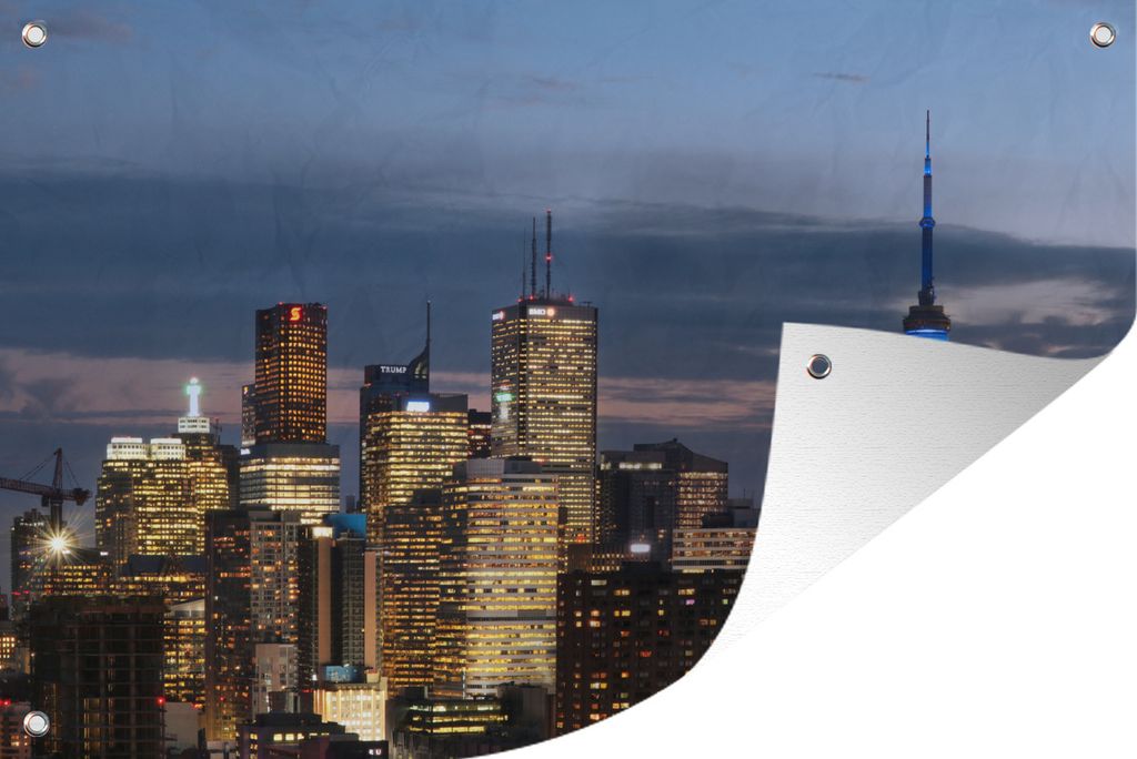 MuchoWow 120x80 cm Outdoor-Poster Gartendeko Sichtschutz Garten Poster für den Garten Silhouette der Stadt Toronto mit Wolken in Kanada