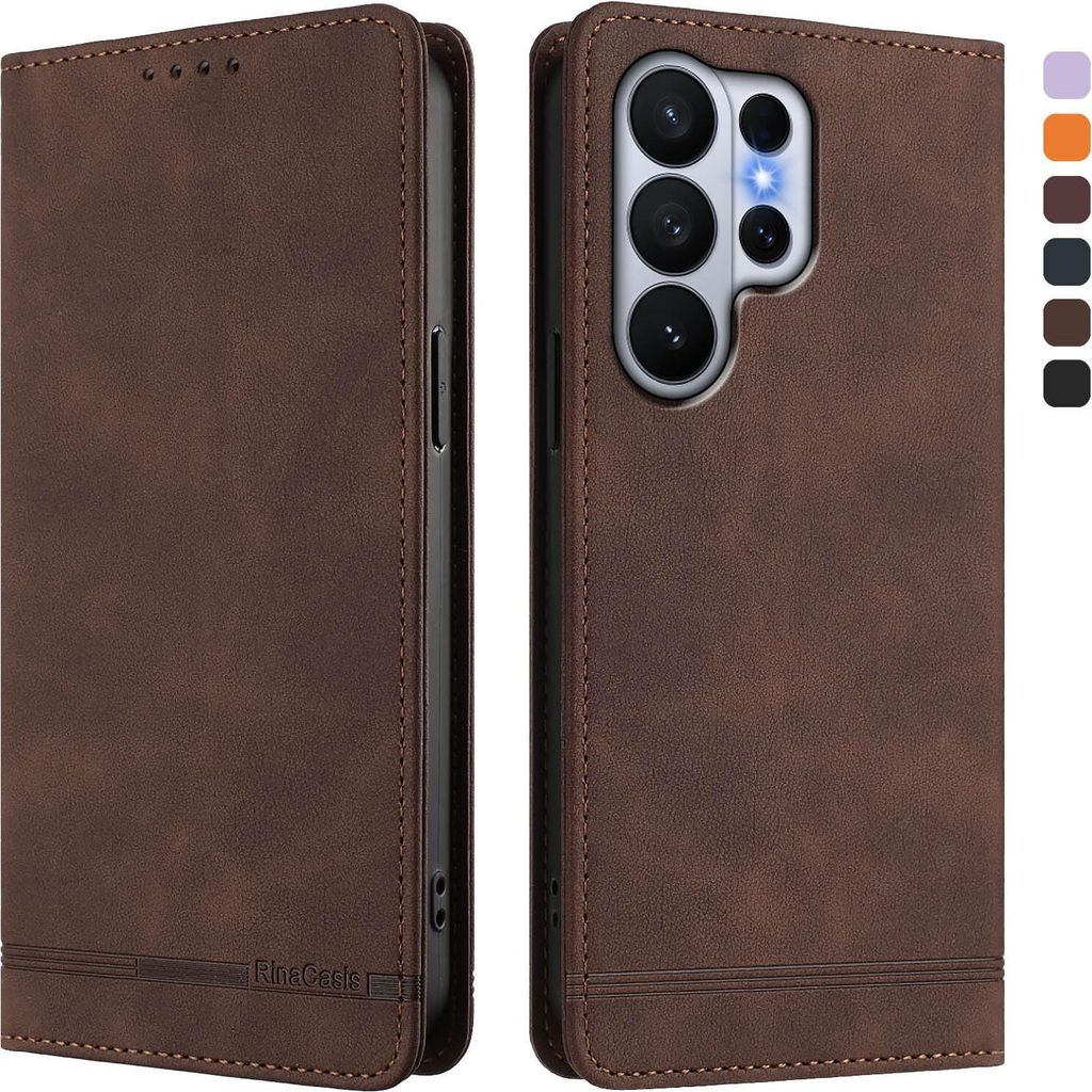 Hülle für Samsung Galaxy S26 Ultra, Retro Kunstleder Ständer Klapphülle mit Kartenfächer und Magnetische Braun