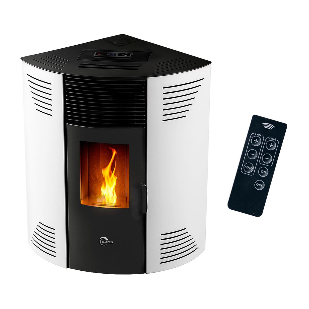 Eck-Pelletofen Iseos 12,2 kW Weiß Sannover