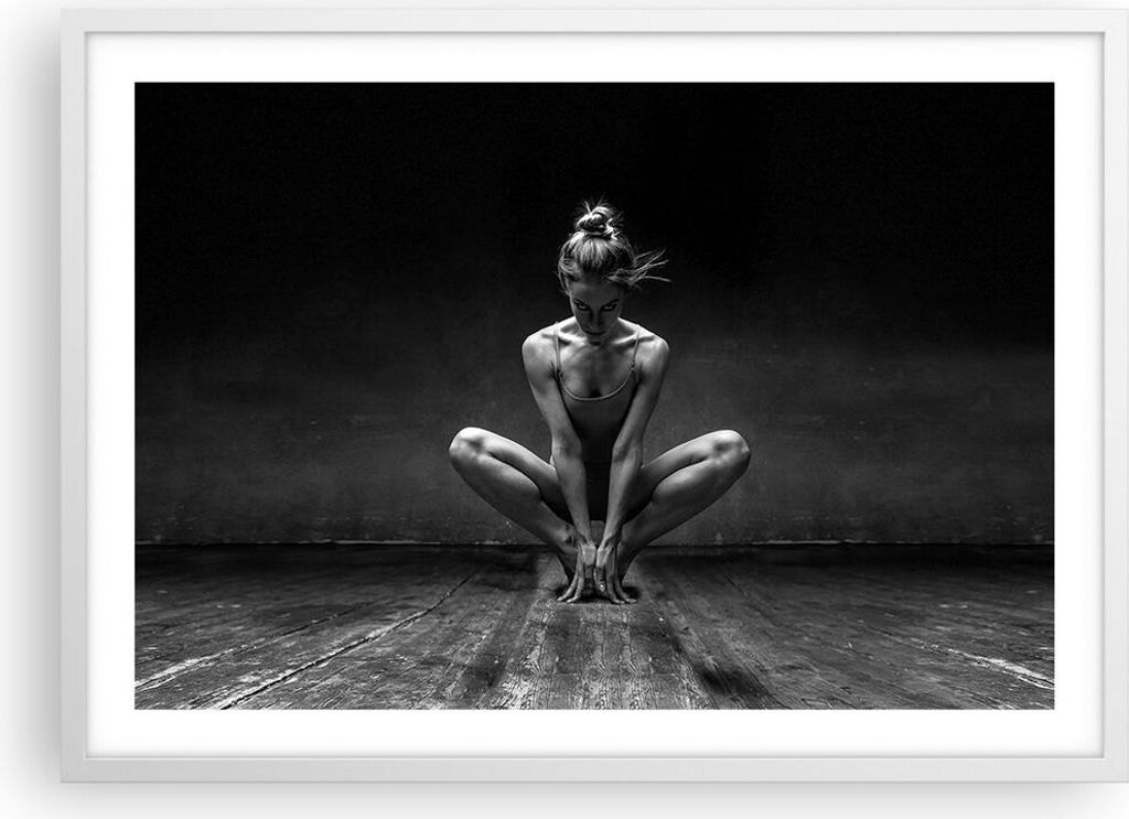 Gerahmtes Poster - Weißer Rahmen - Tänzerin Frau Ballerina - 70x50 cm - Wand Bild - Wanddeko - Wandbilder - Kunstposter - Wandposter - Bilderrahm...