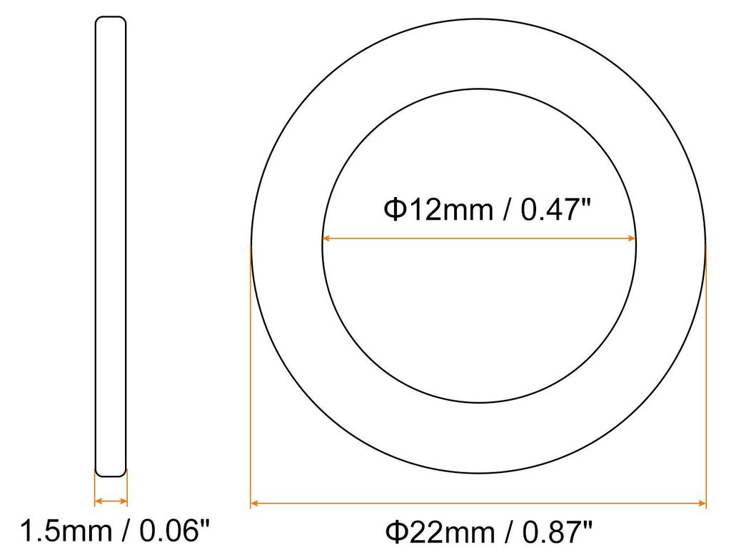 15 Stš¹ck Unterlegscheiben Kupfer M12 x 22 mm Metrische Metall Flache Dichtringe Kupferringe Hardware-Befestigungselement fš¹r Schrauben Bolzen...