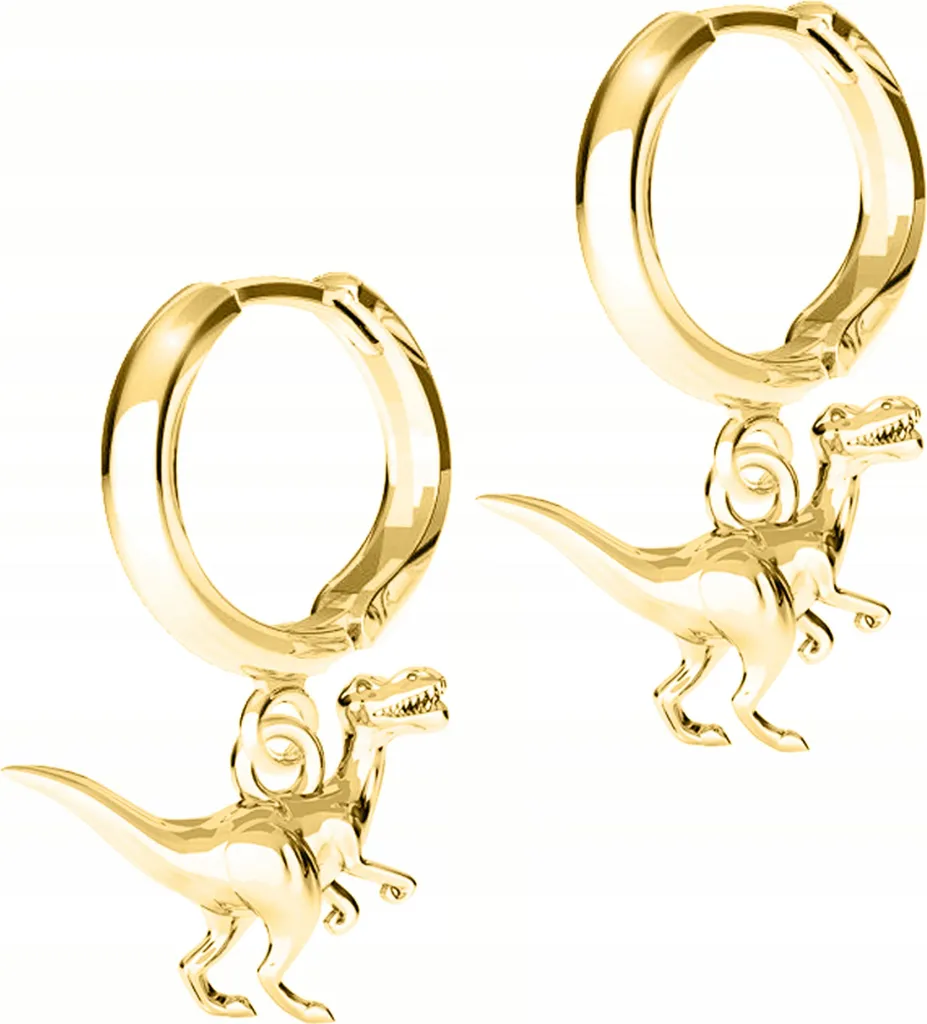 Orecchini Dinosauro Argento 925 Placcati Oro - Gioielli Artigianali Online