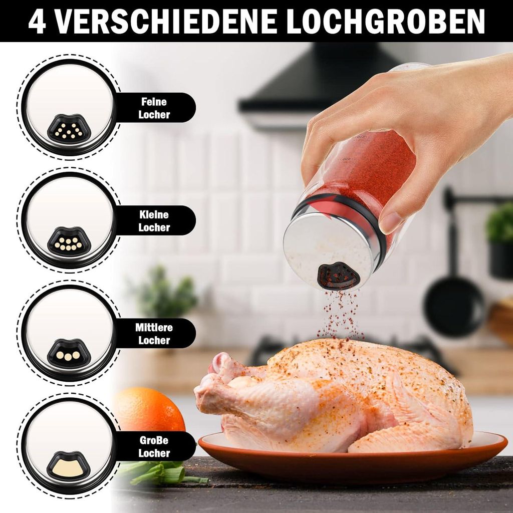 Gewš¹Rzdosen rund Mit 4 Arten Von Gewš¹Rz l?Chern Fš¹R Gewš¹Rze Oder Kr?Uter In Der Kš¹Che Oder Grillen Im Freien, 300ml