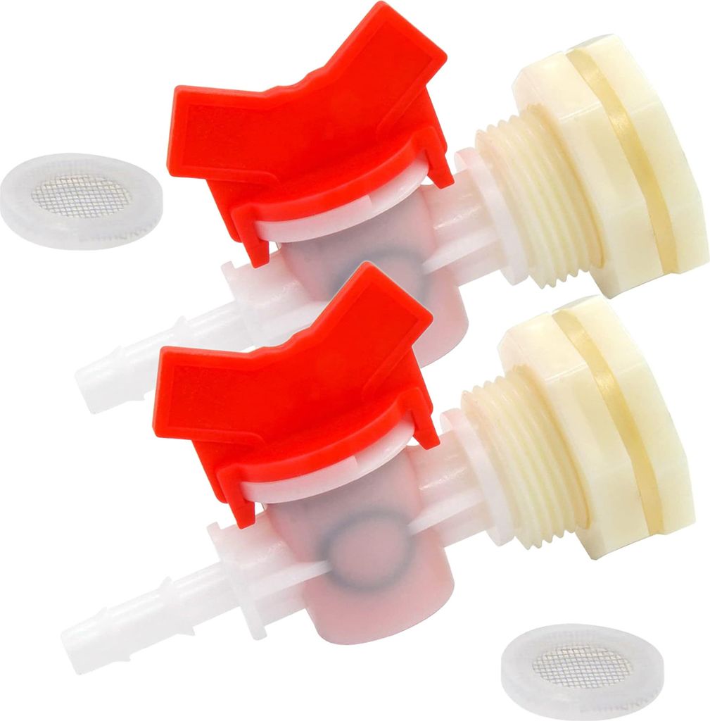 2-teiliges Anschlussset für Kaninchen-Tränkeeimer, Schottverschraubung, Widerhaken, Kugelhahn, Maschendichtung, Trinksystem-Anschluss für Schlau...