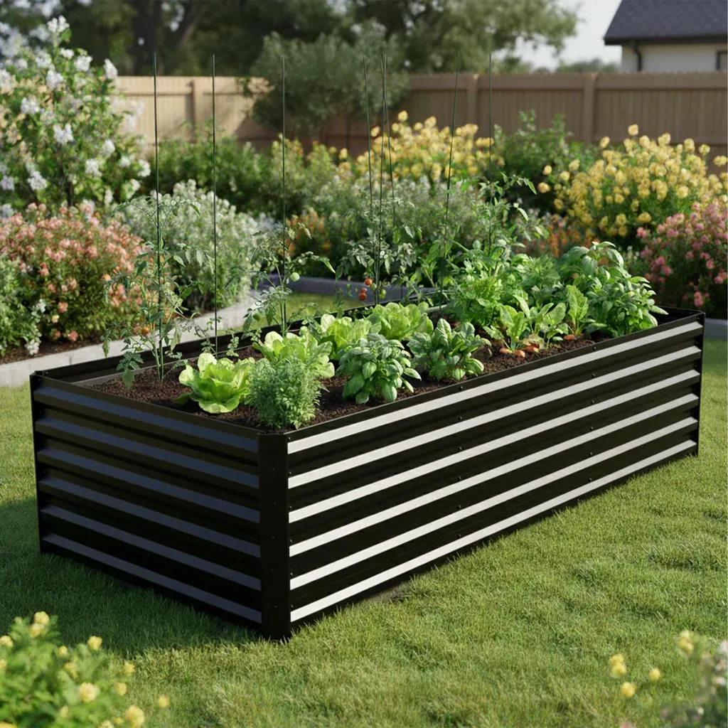 Potager surélevé 240 cm acier galvanisé résistant aux intempéries - 2