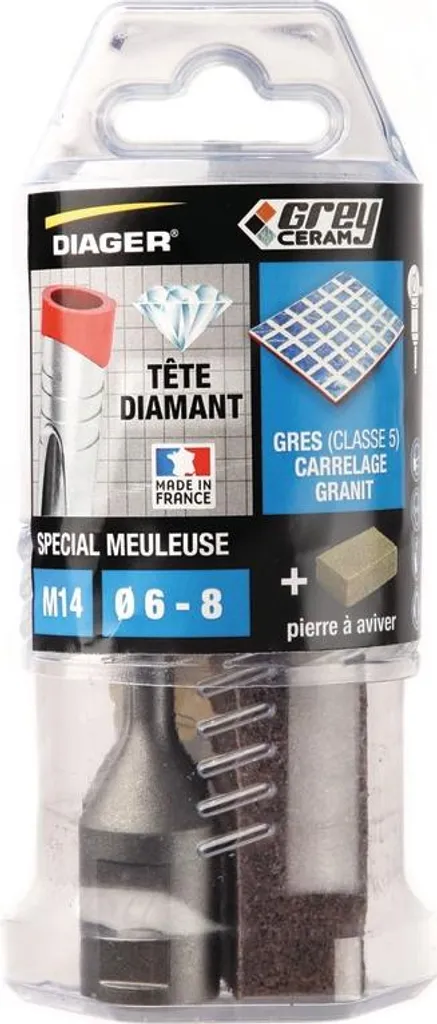 Kit forets diamant M14 Grey Céram Diager 4230A avec pierre à aviver