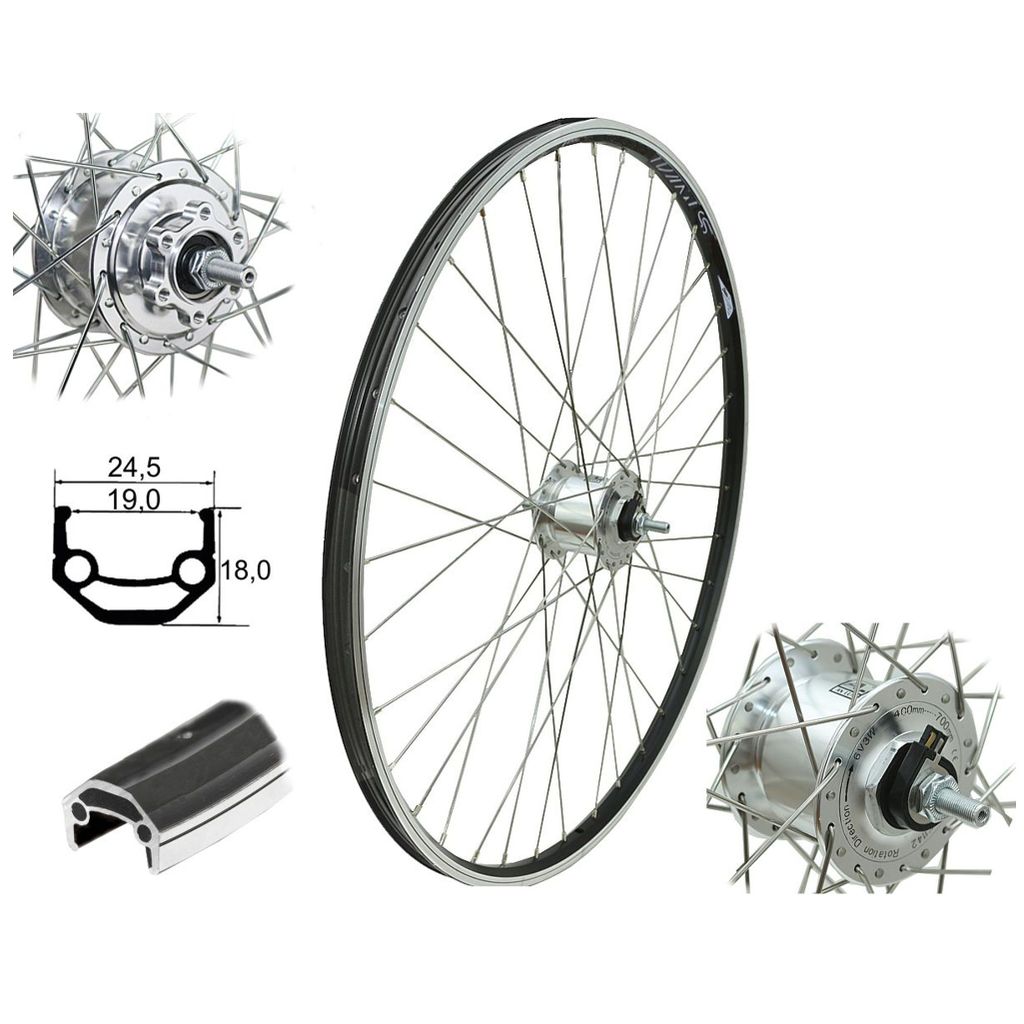 Vorderrad MTB 24" Nabendynamo 6 Loch Disc Hohlkammerfelge 24 Zoll Scheibenbremse