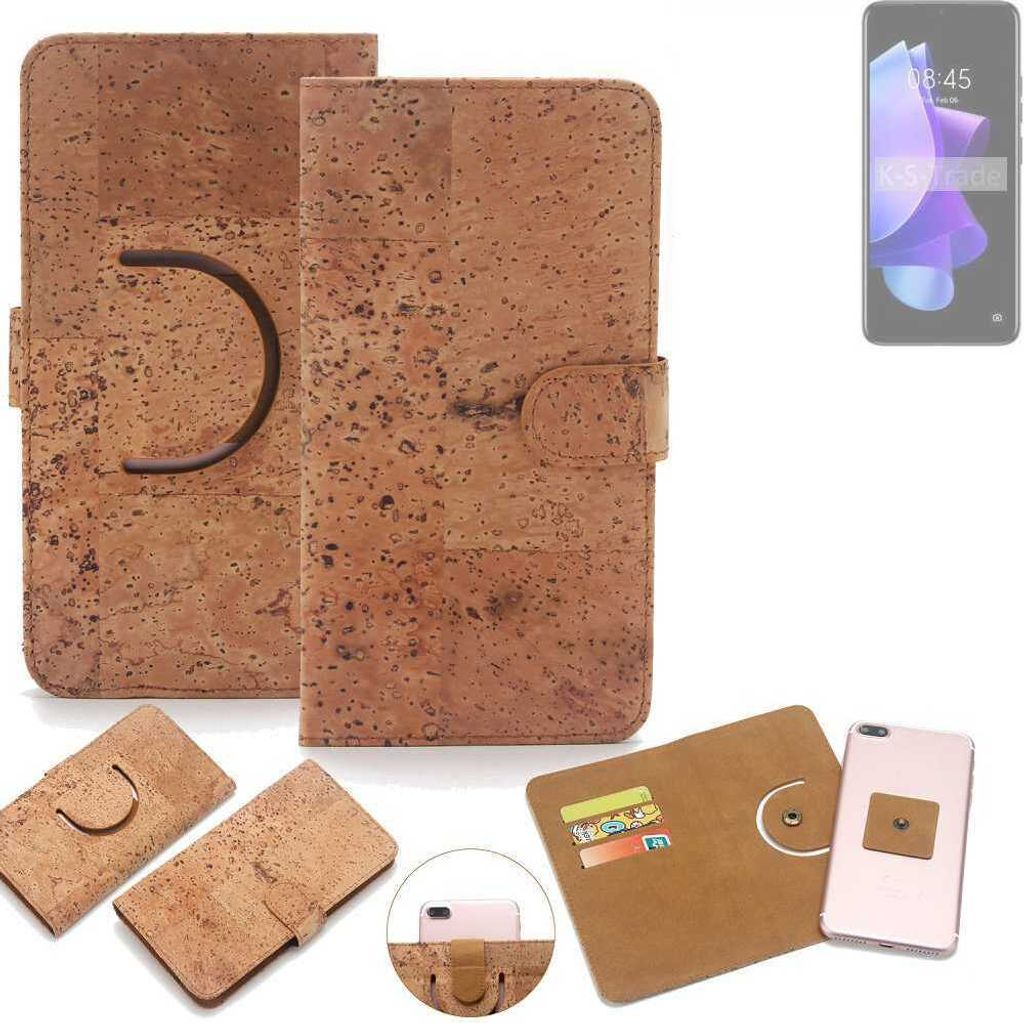 K-S-Trade Handy-Hülle Schutz-Hülle kompatibel mit Tecno Pop 7 Pro Handyhülle Schutzhülle Korkhülle Kork-Hülle 1x