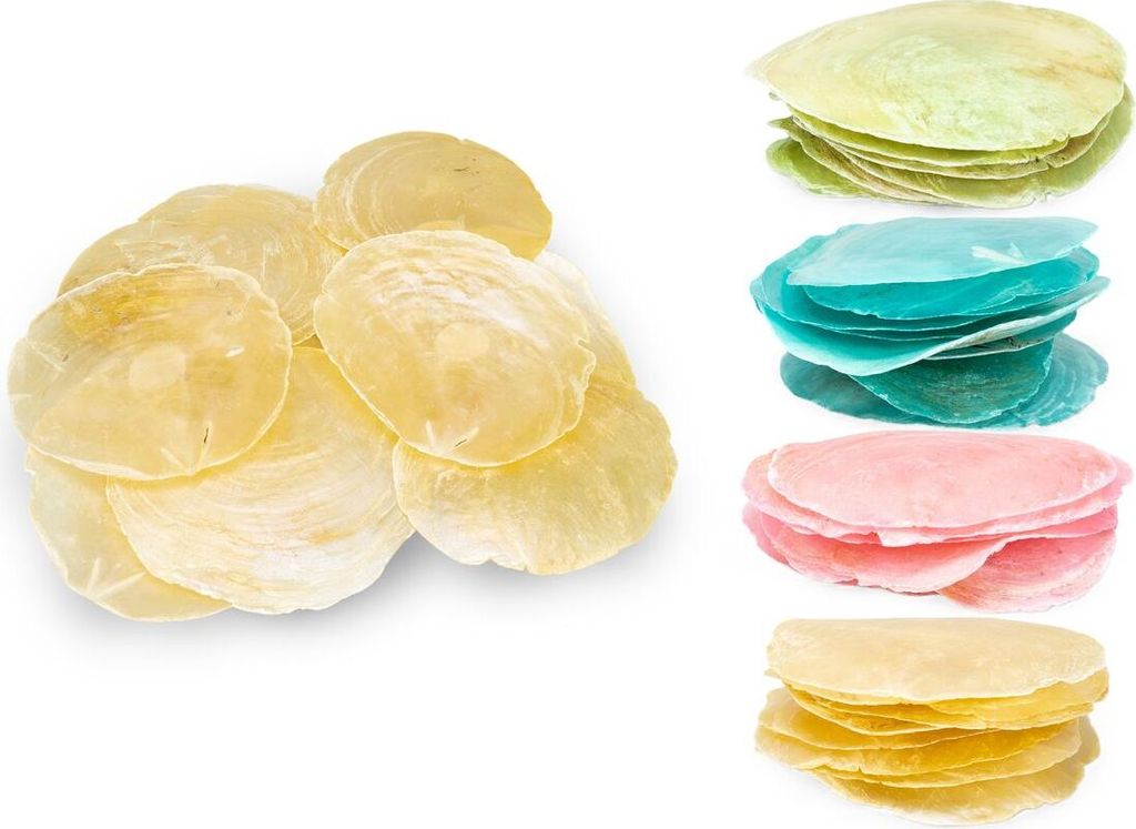 Camar-Perlmuttscheiben in vielen Farben wählbar, Packung mit 0,25kg | Bunte Perlmuttscheiben zum Basteln , Farbe:Gelb