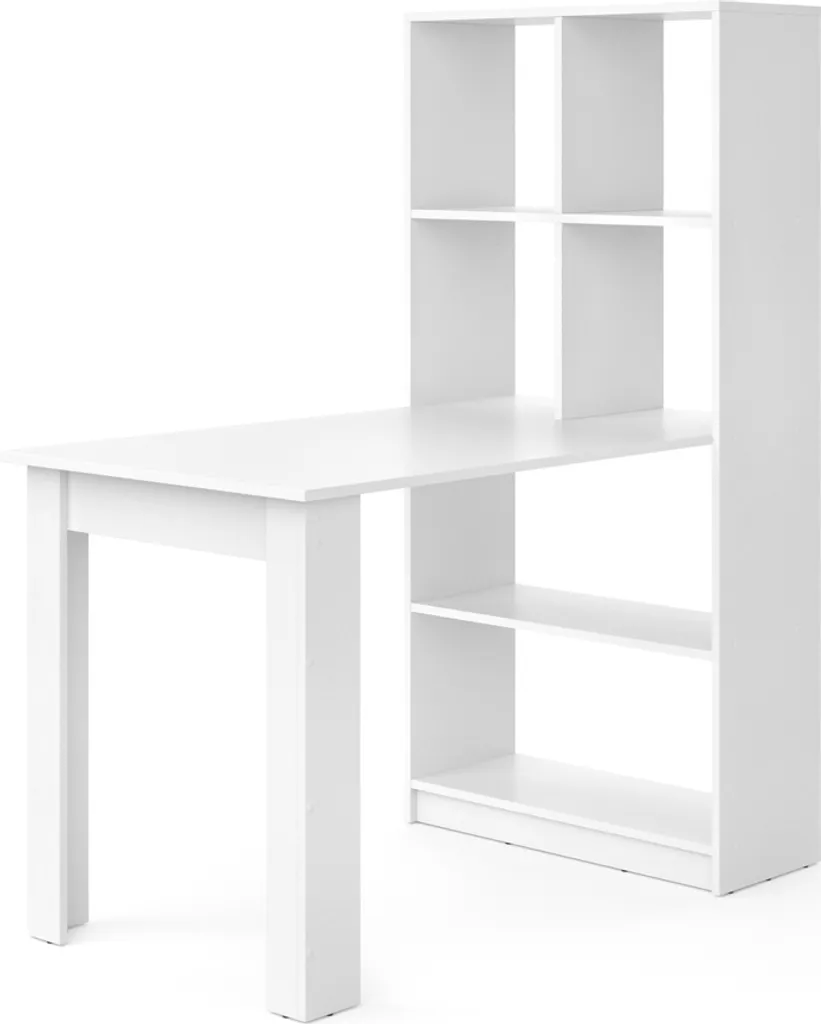 Table de bureau Vicco Gael 122cm blanche robuste au design minimaliste