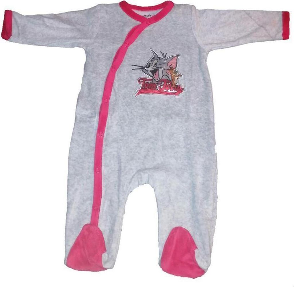 Tom und Jerry Baby & Kleinkind Strampler | Grau Velours | Größe 92