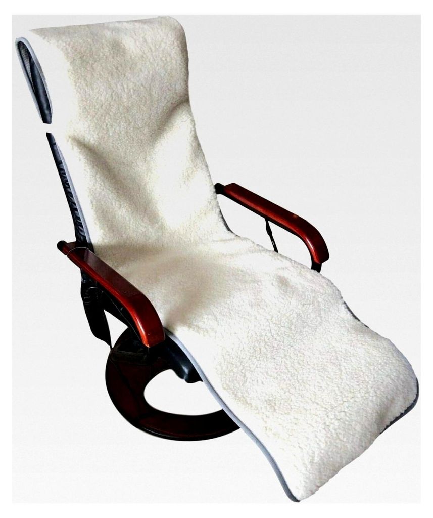 Sesselschoner für Relaxsessel, doppelt extrabreit, grau/weiß, 60x200cm, 100% Wolle