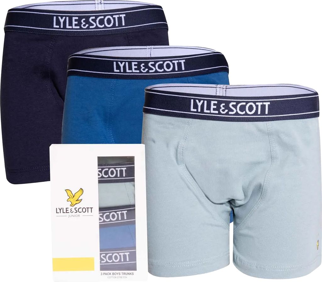 Lyle & Scott - "Chadwick" Boxershorts für Jungen(3er-Pack) GT606 (134-140) (Hellblau/Blau/Marineblau)