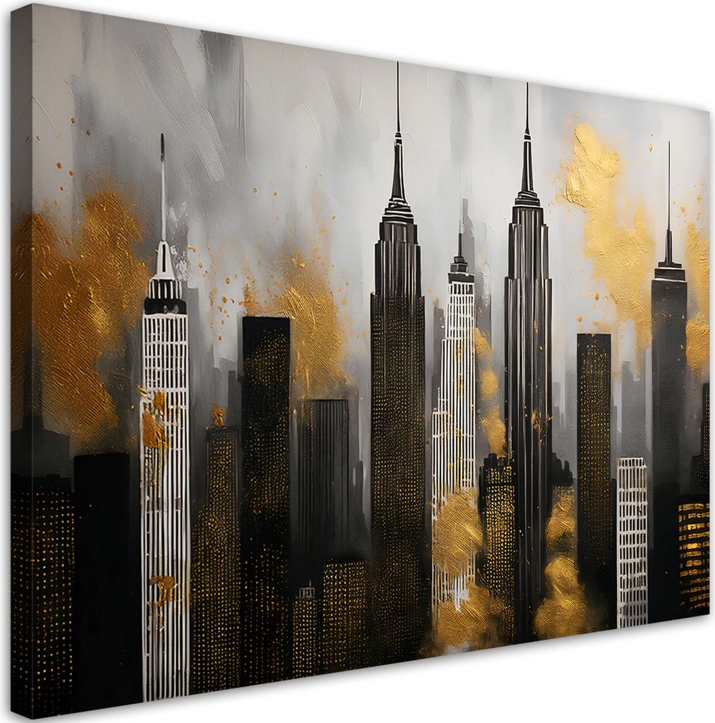 Leinwandbild Wolkenkratzer Gebäude Architektur 100x70 Feeby Grau bild für die wand bereit zum aufhängen