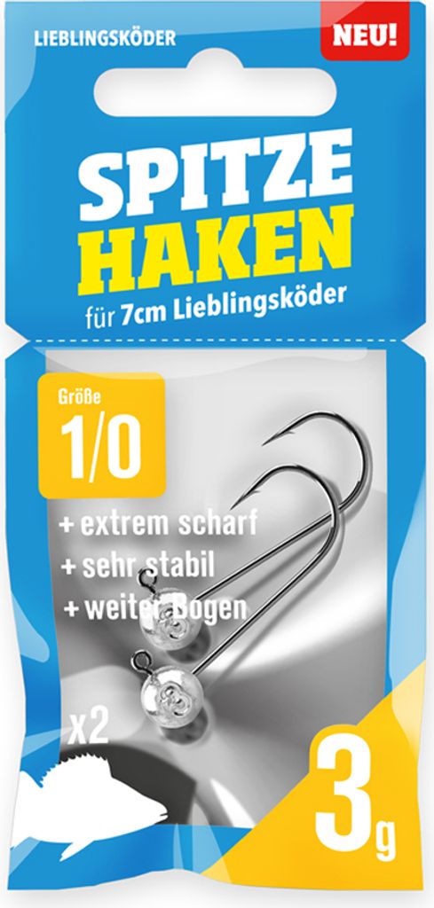 Lieblingsköder Spitze Haken Gr. 1/0 Jigköpfe - 2 Jighaken, Gewicht:3g
