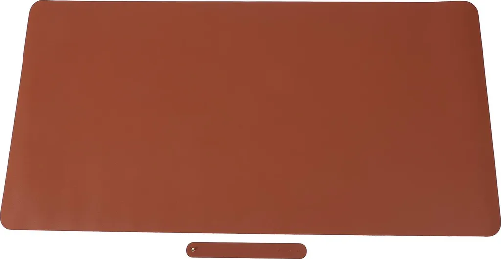 Tapis de protection table maquillage et salon beauté, cuir PU brun