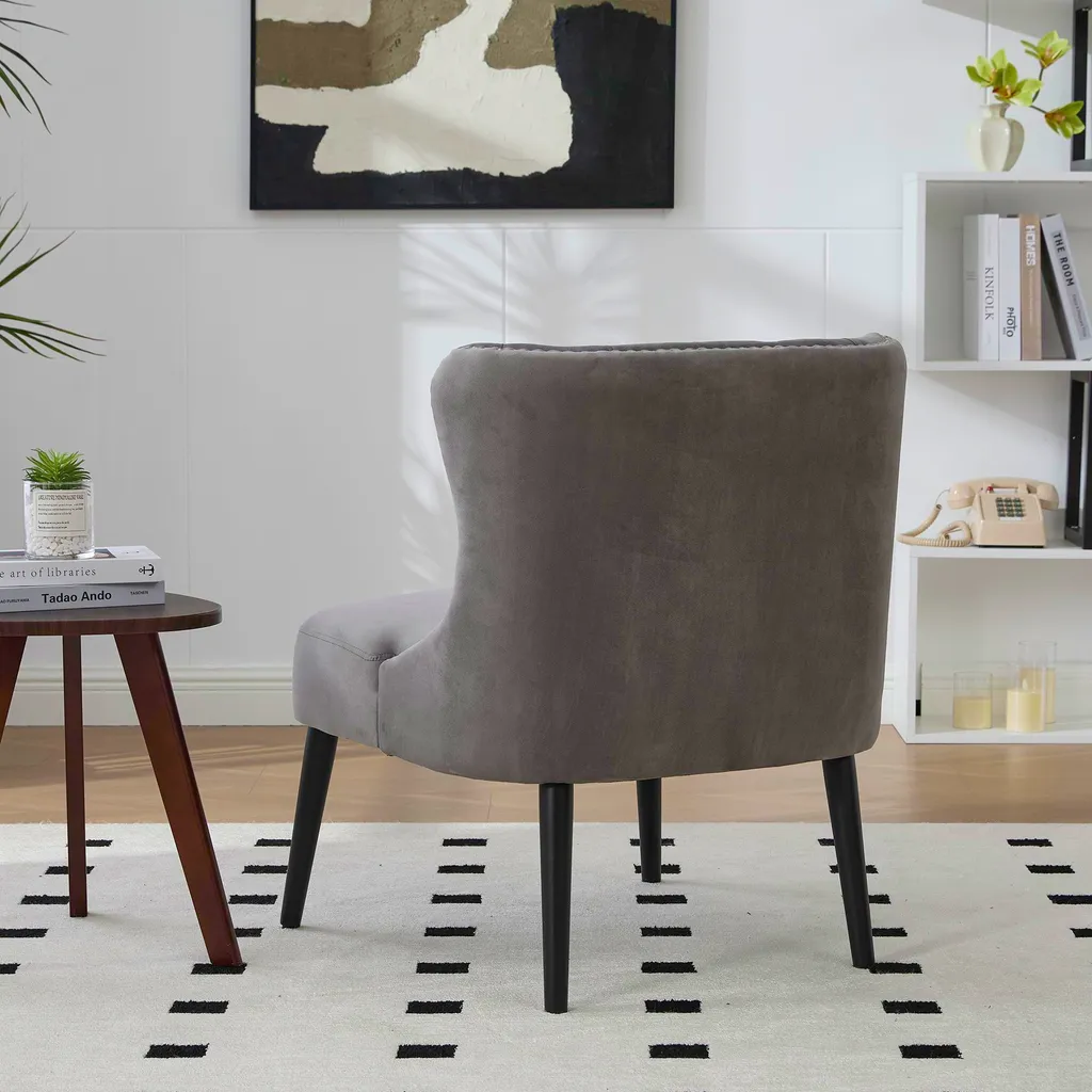 Siège d'Appoint Velours sans Bras pour Coin Lecture et Salon Moderne - 12