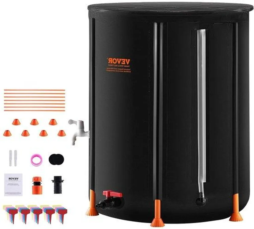 Collecteur d'eau de pluie 380 litres en PVC avec système de trop-plein