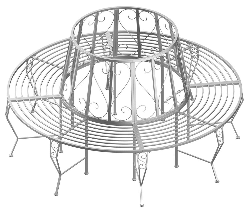 Baumbank Rundbank 360° Gartenbank Sitzbank Baum Bank Metall ∅160cm