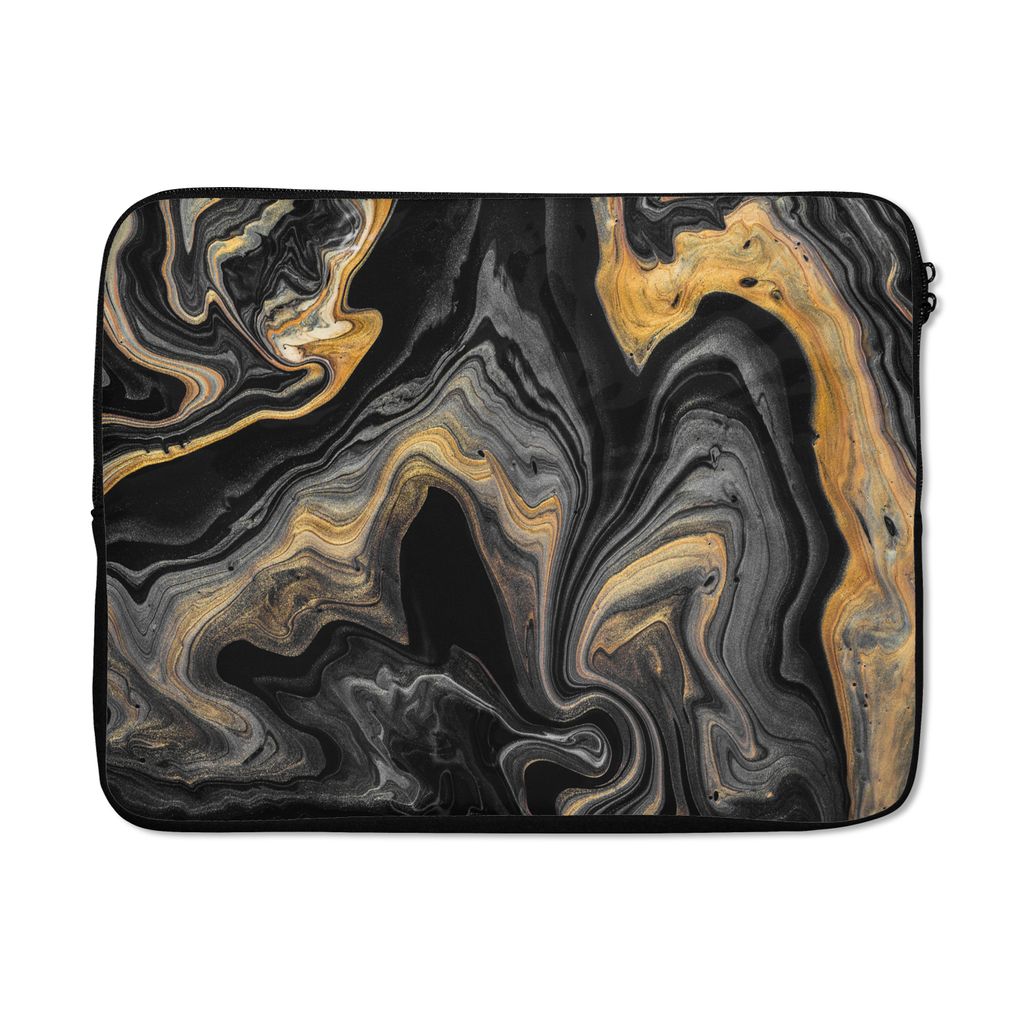 MuchoWow Laptop Hülle 17 Zoll Laptoptasche Marmor - Acryl - Gold - Luxus - Abstrakt - Zipper - Schutzabdeckung