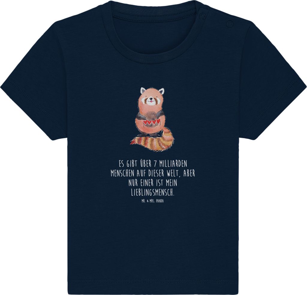 Mr. & Mrs. Panda T-Shirt Roter Panda 12. - 18. Monat - French Navy - Geschenk, Liebe, Herz, Baby Jerseyshirt, Lieblingsmensch, Kinder Oberteil, Org...