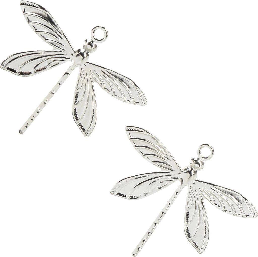 Deko Libellen Hängend Metall Silber Sommerdeko 5×4cm 36 Stück