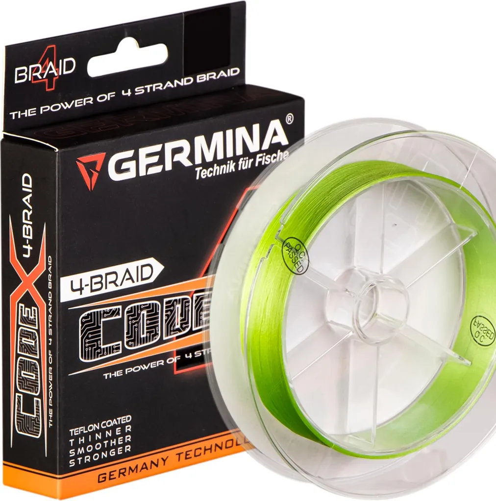 Germina 4-Braid Code 0,16 mm Vert - Ligne de Pêche 150m Haute Résistance - 3