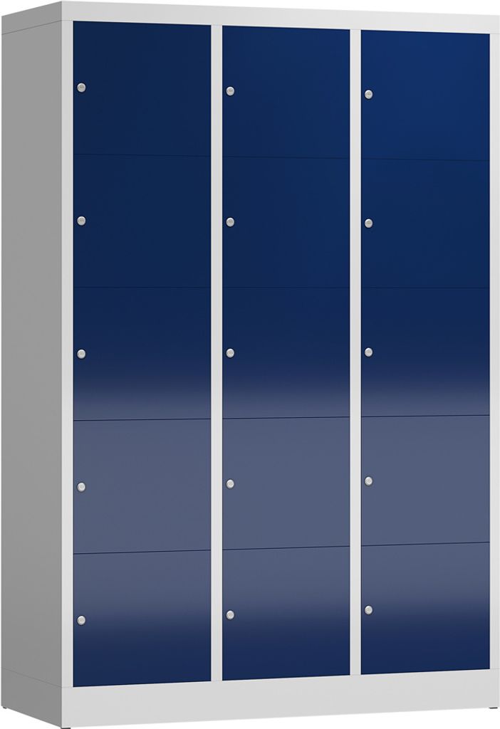 XL Schließfachschrank Fächerschrank 15 Fächer 1800 x 1200 x 500 mm lichtgrau/blau X-523531