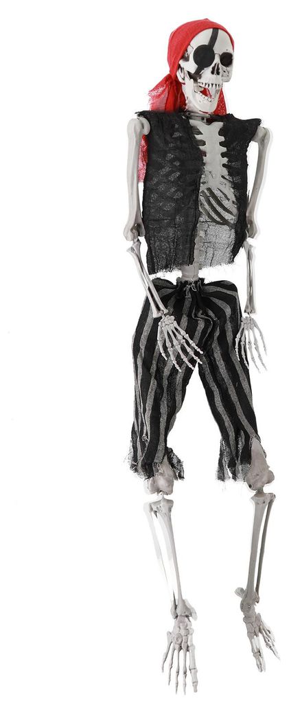 Lebensgroßes Skelett-Imitat, realistische menschliche Knochen mit beweglichen Gelenken, 165 cm große Piraten-Skelett-Dekoration für Halloween