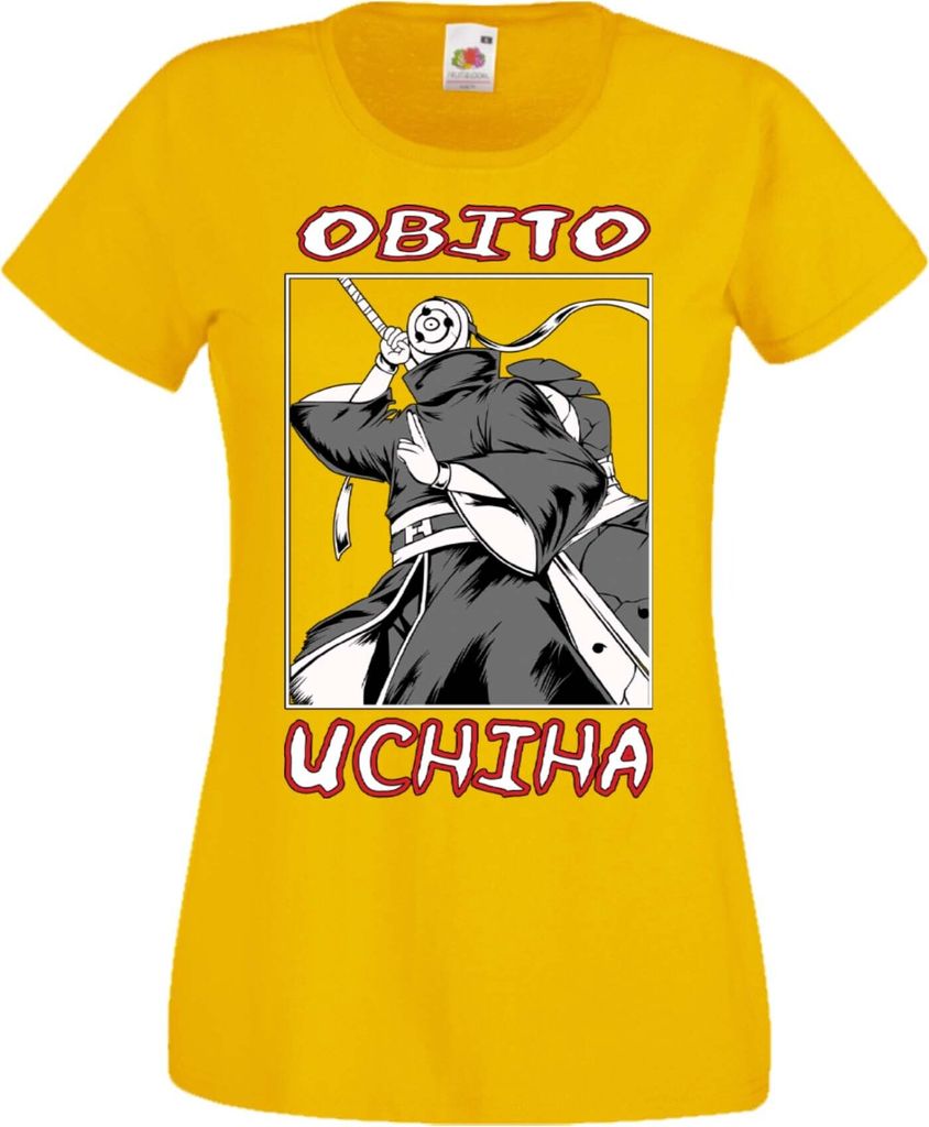 Damen T-Shirt Manga Anime Naruto Obito Uchiha, Lady XS / Gelb