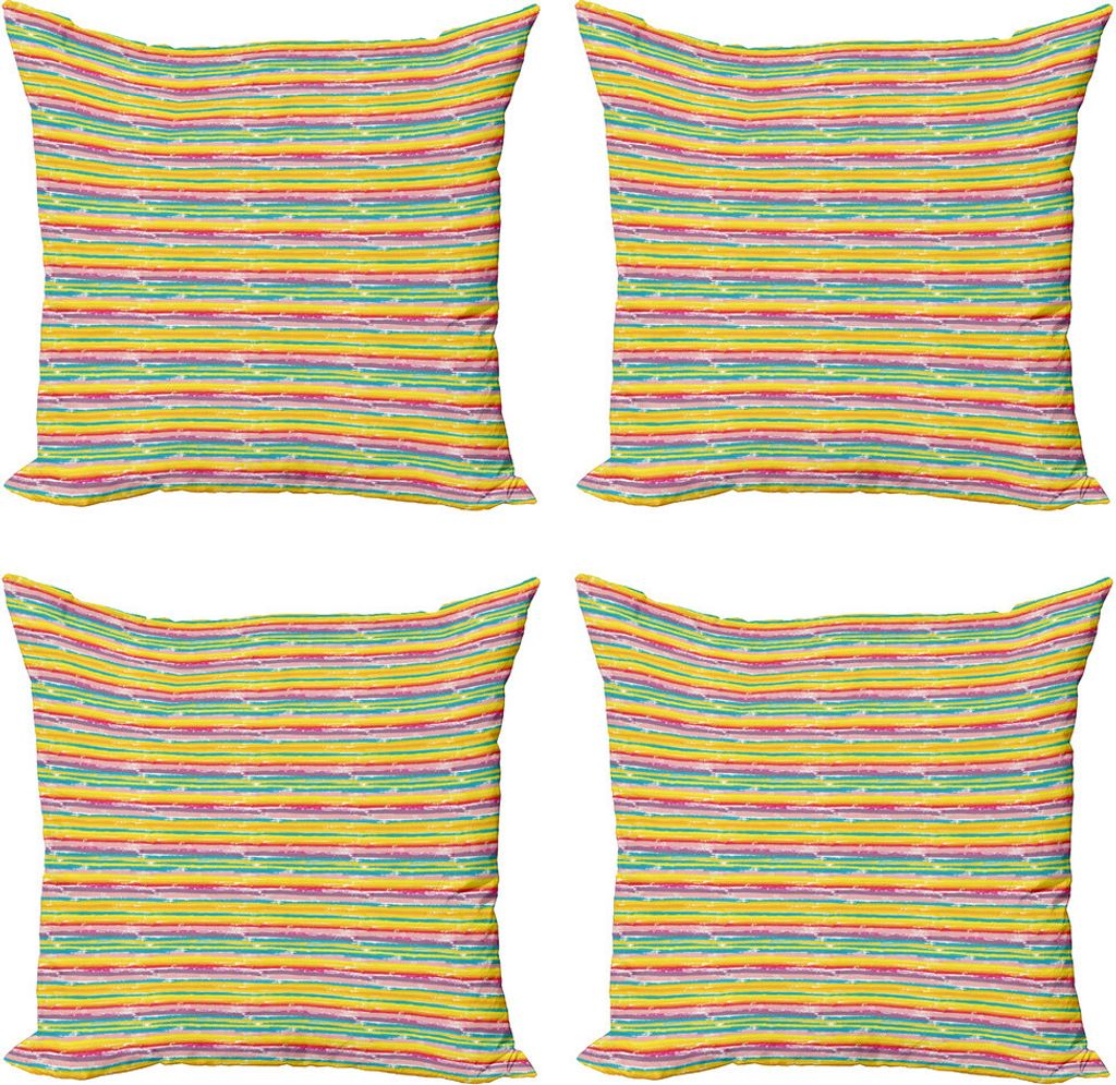 ABAKUHAUS Bunt Kissenbezug Set (4 Stück), Pinsel Marks Entwurf, Moderner Doppelseitiger Digitaldruck, 50 cm x 50 cm, Mehrfarbig