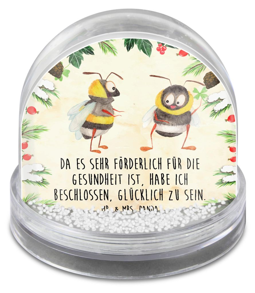 Mr. & Mrs. Panda Schneekugel Weihnachten Hummeln Kleeblatt - Naturpapier - Geschenk, Spruch Positiv, schnee kugel, Biene, dekoartikel, glücklich W...
